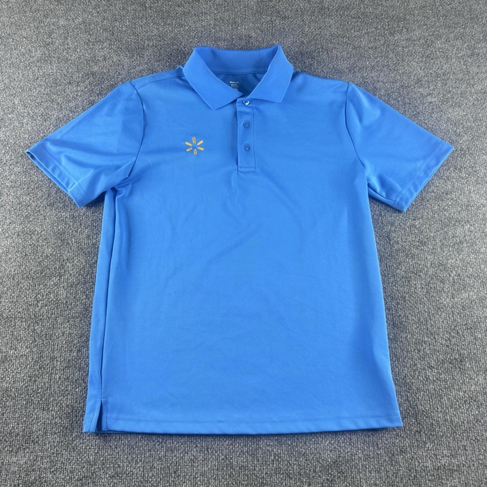 Walmart Polo Shirt Mens S Blue Short Sleeve Knit Logo Workwear Uniform